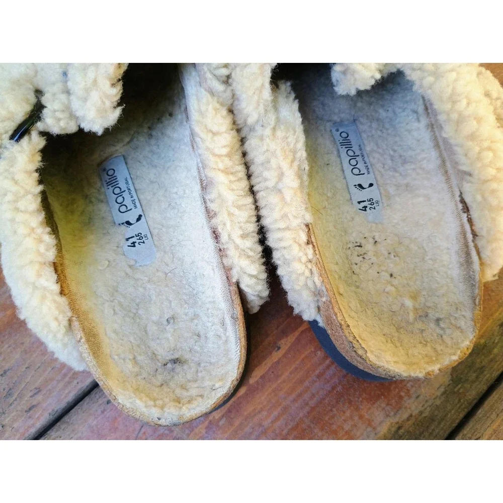 Birkenstock Papillio Boston Big Buckle Shearling Eggshell EU41 Ladies 10 Clog